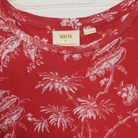 Maeve Anthropologie Sherbrooke Floral Waist Tie Tee Shirt Blouse - Picture 4 of 6